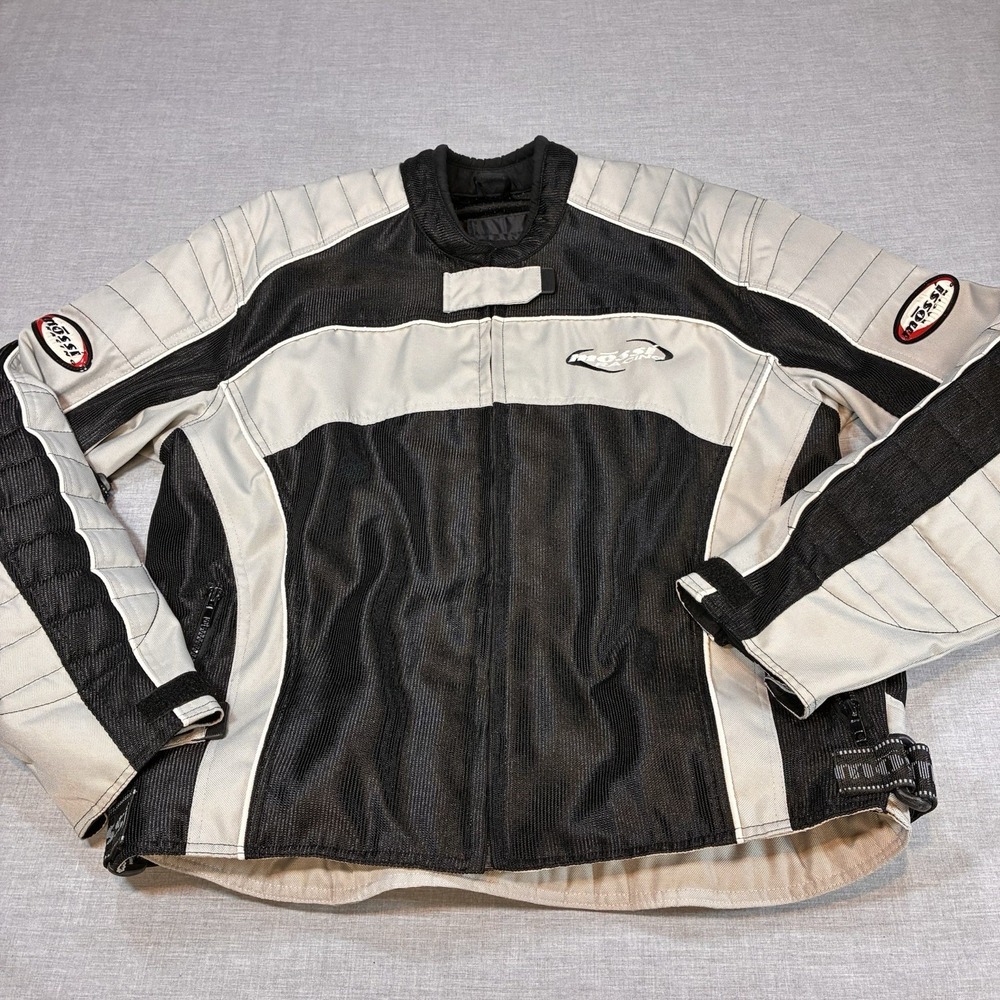 Mossi Racing Men's Black & Gray Full Zip Lined Motorcycle Jacket Size Medium